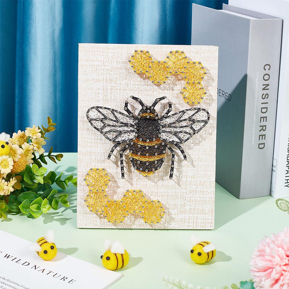 WEBBEDY 3D String Art Kit DIY Bee String Arts and Craft Kits for Adults Beginners Include All Necessary Accessories and Wooden Frame, Home Wall Decorations Unique Gift