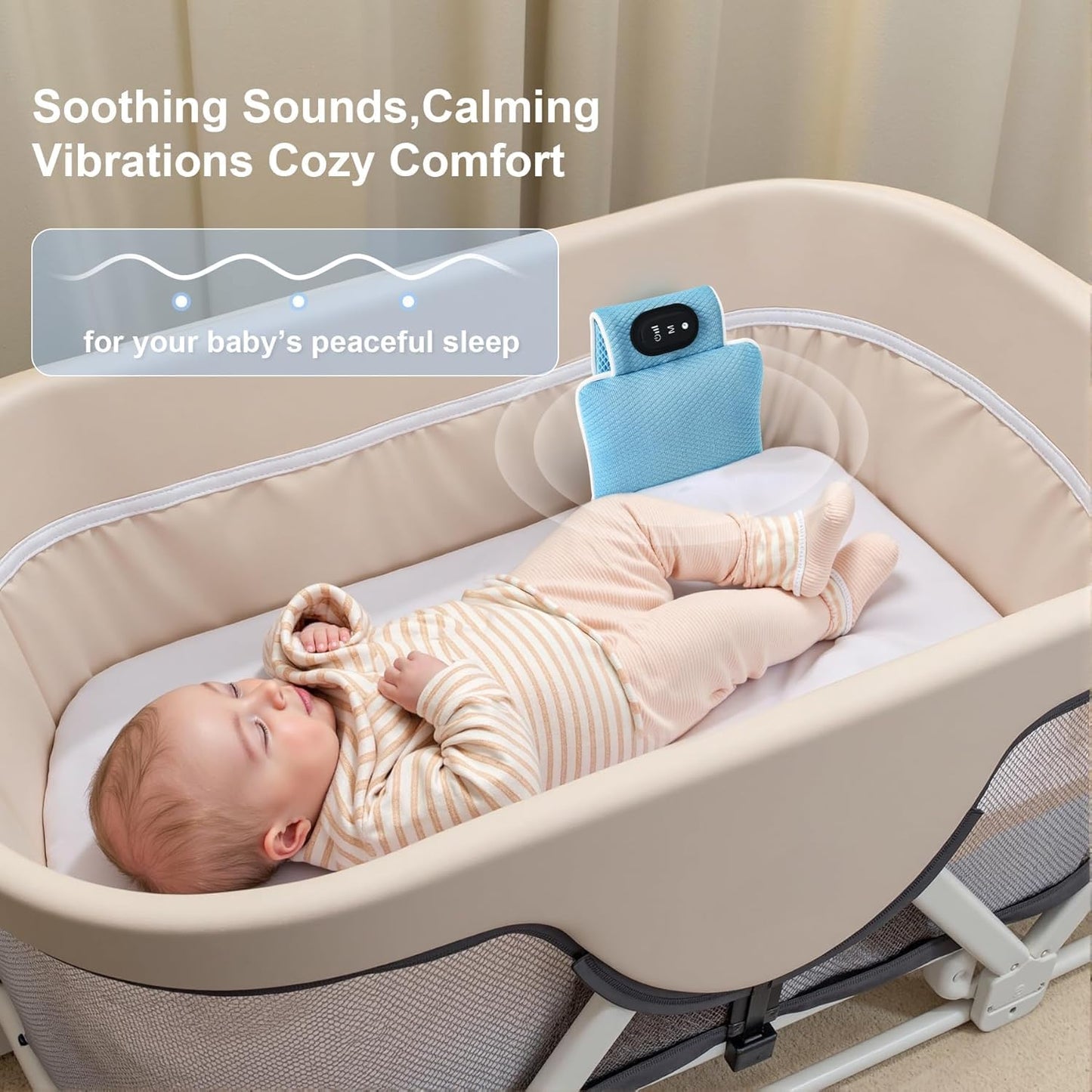 Baby Vibrating Soother,Baby Patter for Sleep,Rechargeable Baby Sleep Soother Pad with 3 Vibration Modes & 90M Timer - Portable Vibration Mattress for Crib, Bassinet, and Travel Stroller