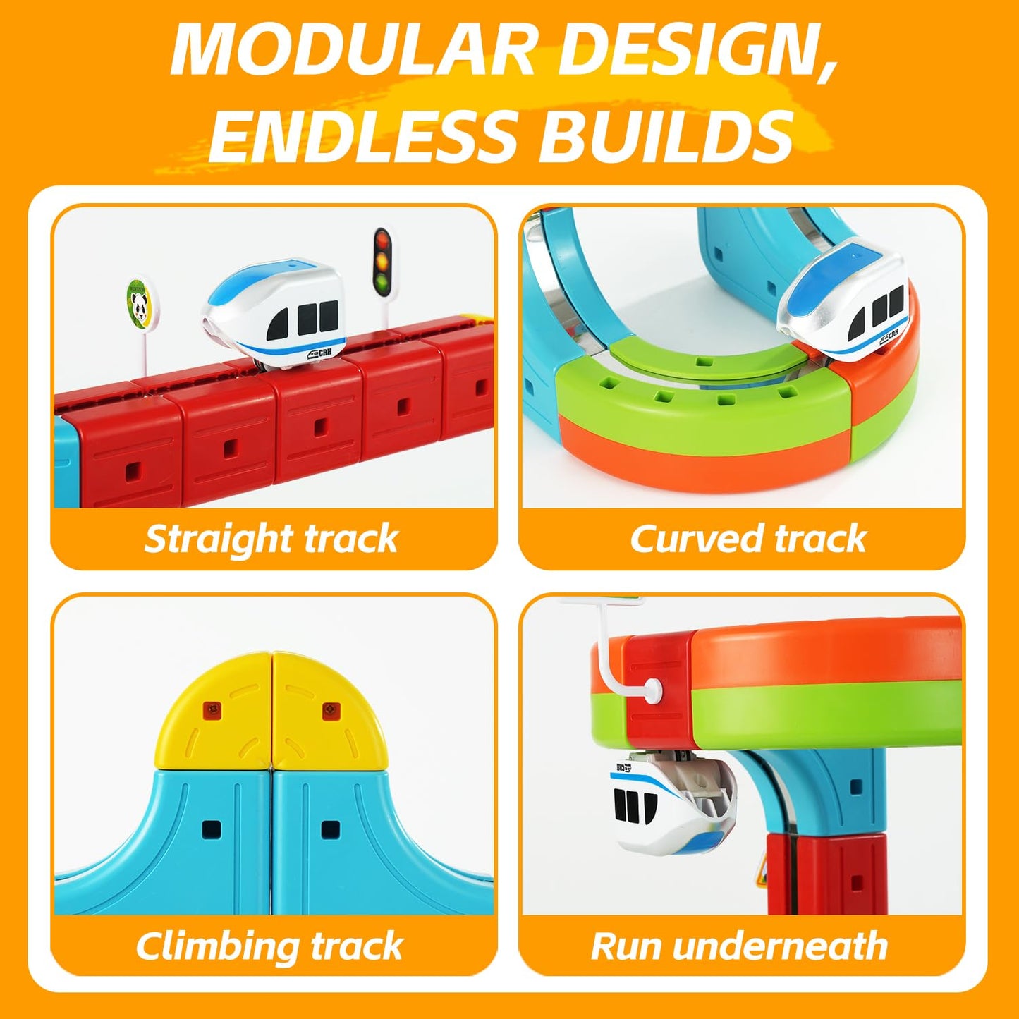 glouslove Kids Electric Train Set, DIY Track, Suitable for Children Aged 4-8,82 Pcs Car Track for Toddlers 3-5, Building Toy Train Track Gravity-Defying 3D Embedded Layouts & Motorized Car, STEM Gift