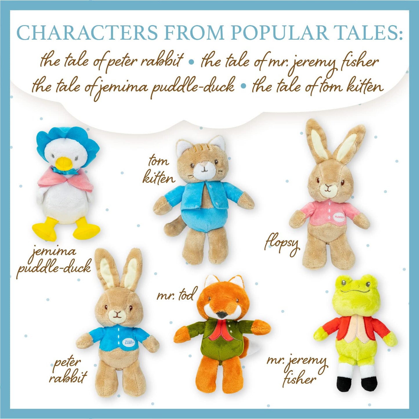 KIDS PREFERRED Peter Rabbit Classic Stuffed Animal Characters 6 Piece Gift Set 9 Inch Plush Toys for Infants Babies and Kids Based on The Beatrix Potter Books