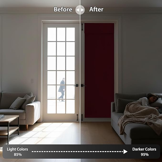 RYB HOME Door Window Curtain 80 inch - Privacy Room Darkening Front/Tricia/French Door Window Curtains Sidelight Curtain Tie up Shade, W30 x L80 inch, 1 Panel, Red