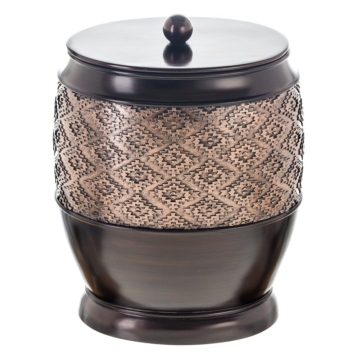 Creative Scents Dublin Brown Small Trash Can with Lid 1.26 Gal / 4.8L - Decorative Oval Waste Basket, Durable Resin Slim Bathroom Covered Garbage Can Wastebasket Bin for Diaper/Paper