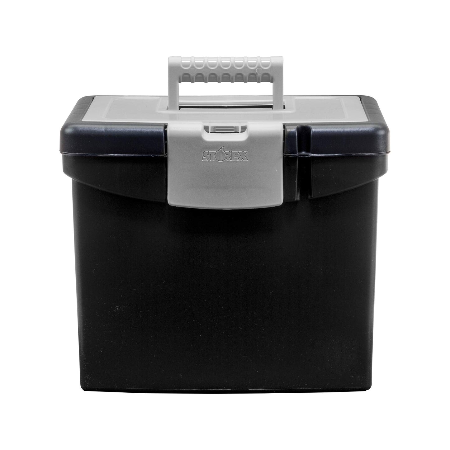 Storex 61504B02C Portable File Box with XL Lid, 11 x 13-1/2 x 11 Inches, Black