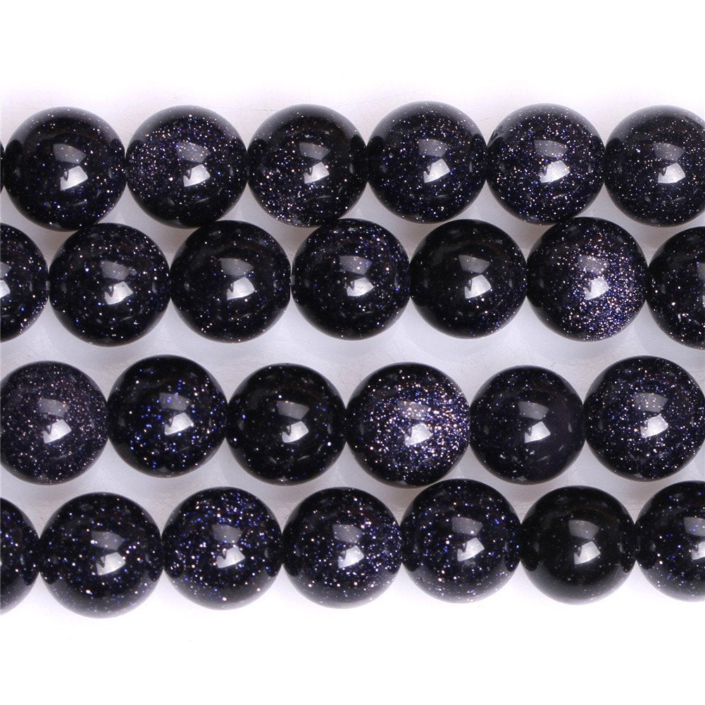 6mm Natural Blue Sandstone Beads Round Gemstone Loose Beads for Jewelry Making (58-62pcs/strand)