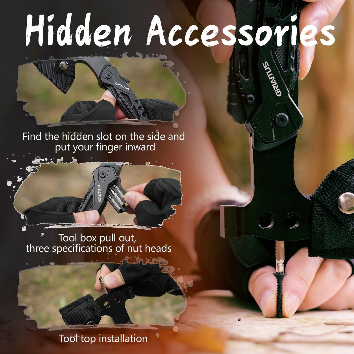 Camping Essentials Multitool Camping Accessories Gifts for Men 16 in 1 Multi Tool Survival Gear with Axe Hammer Pliers Saw Screwdrivers Bottle Opener Whistle for Camping Hiking, Gifts for Dad Him