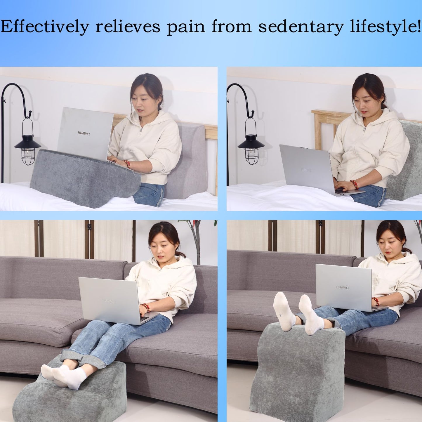 OpyTikar Foot Rest for Under Desk at Work.Multifunctional 3-Tier Foot Stool,with Washable Footrest.for Under Desk,Office Chair Gaming Chair & Sofa,Leg Elevation Pillow,Supports Posture -Dark Grey