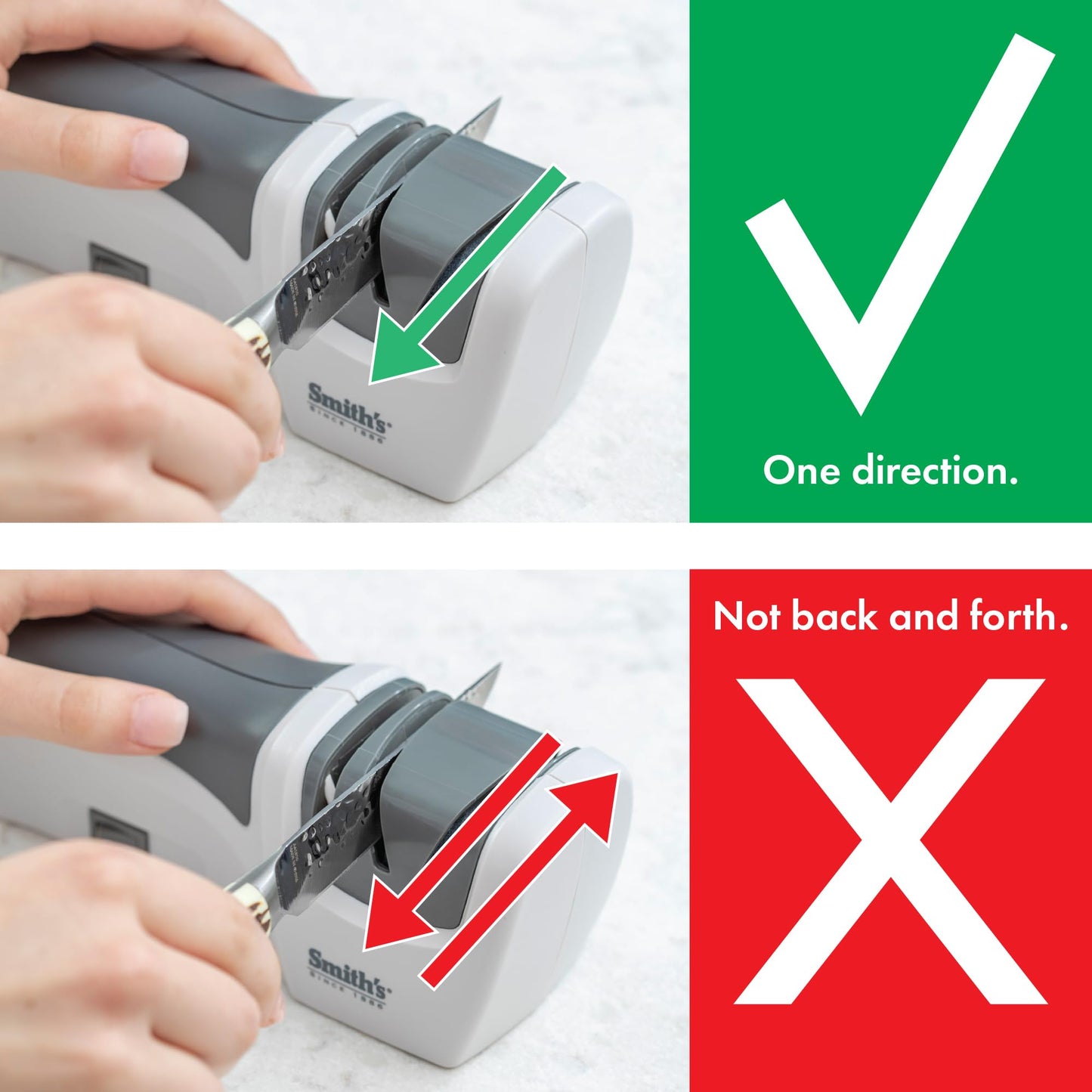 Smith’s 50097 Compact Electric Knife Sharpener | White & Grey | Kitchen Knife 2 Stage Sharpener | Electric & Manual | Blade Guide | Quick Sharpening & Polishing | Straight Edge Blades | Handheld