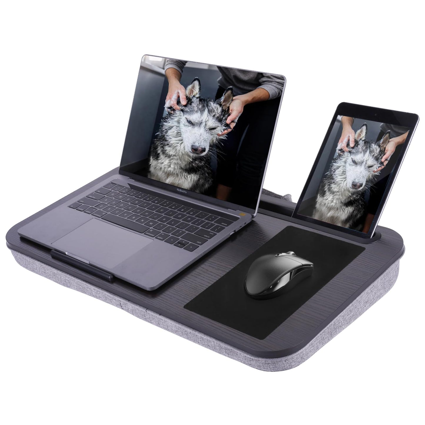 ASIEIT New Laptop Lap Desks for Adults, Fits Up to 17.3" Laptops, Portable Laptop Desk for Bed, Multi-Functional Bed Desk with Mouse Pad, Cushion, Phone Holder & Handle, Lap Stand for Bed, Couch, Car