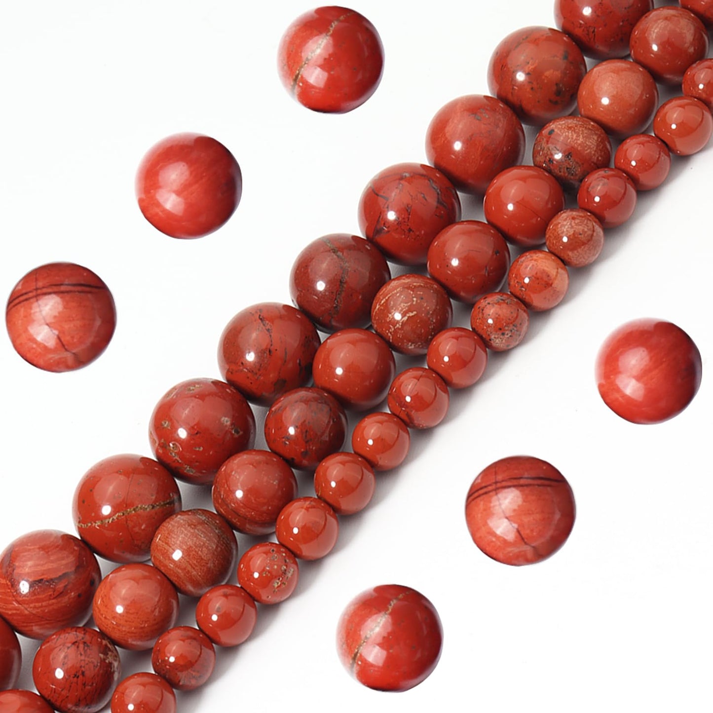 Siomia 60pcs 6mm Natural Red Jasper Gemstone Beads Energy Healing Crystal Round Loose Stone Beads for Jewelry Making, DIY Bracelets Necklaces