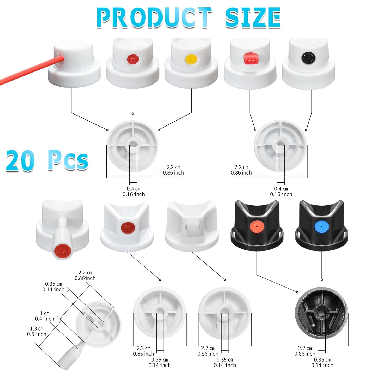 Universal Spray Can Nozzle Kit for Montana/Different Spray Cans - 20 Assorted Caps & Tips - Graffiti, Auto Repair, DIY Projects - High-Efficiency Paint Saver & Handle Attachments