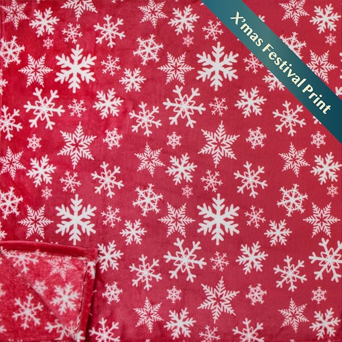 PAVILIA Christmas Throw Blanket | Red Snowflake Christmas Fleece Blanket | Soft, Plush, Warm Winter Cabin Throw, 50x60 (Red/White Snowflake)