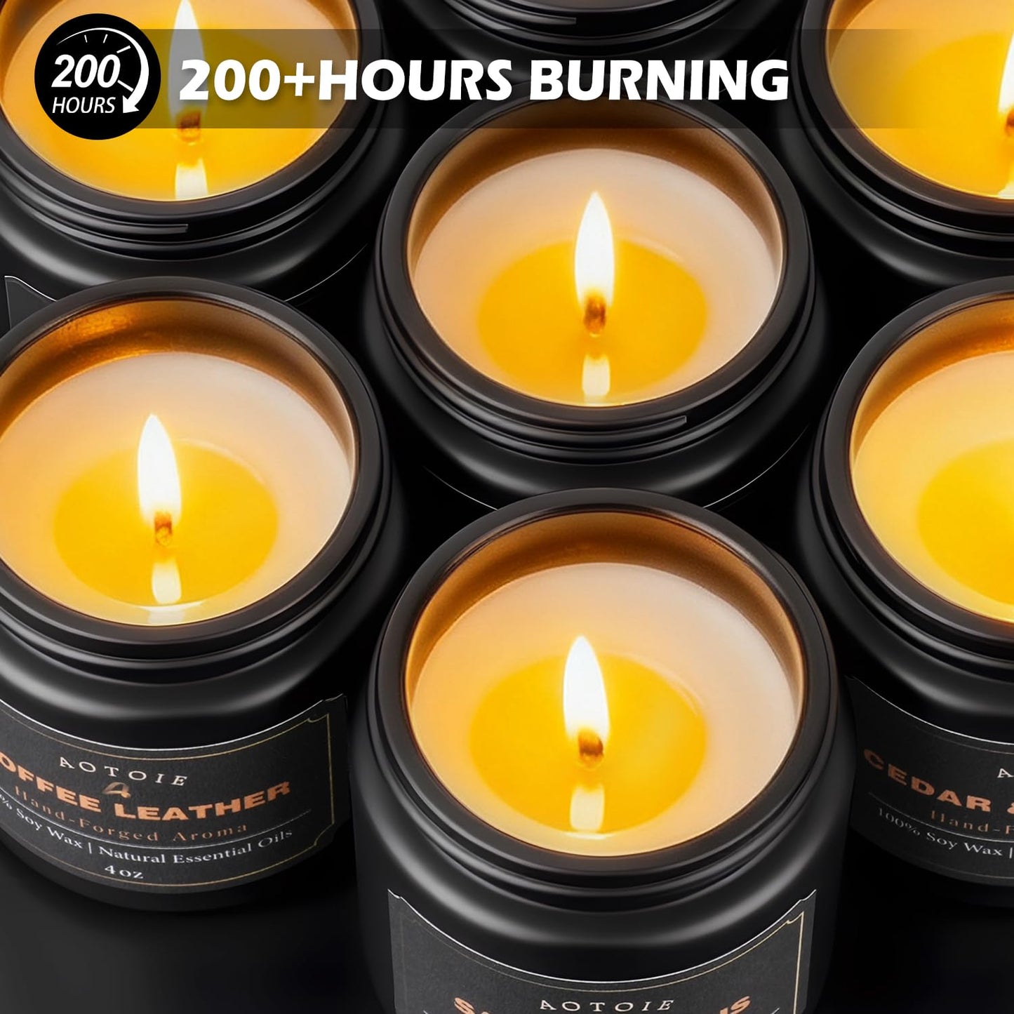 Mens Scented Candle Gift Set, 9 Pack Candles for Men, 36 oz Soy Candle, 200+ Hours Burn Time, Aromatherapy Gifts for Men, Boyfriend, Husband for Christmas, Valentines Day, Father’s Day, Birthday