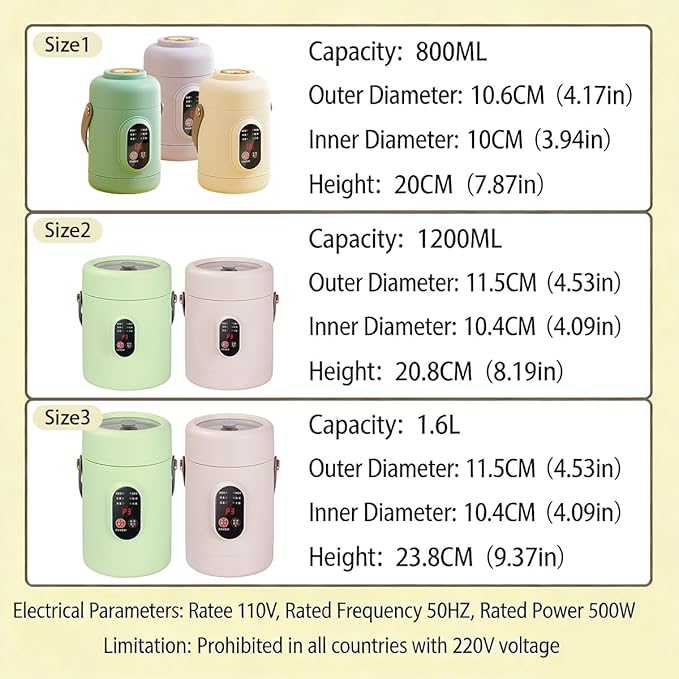 Multifunctional Health Pot, 500W Portable Mini Electric Cooker with Ceramic Glaze Inner & Steamer, Small Slow Cooker with 12-Hour Reservation, for Porridge, Rice, Soup & Steaming (1200ml-Pink)