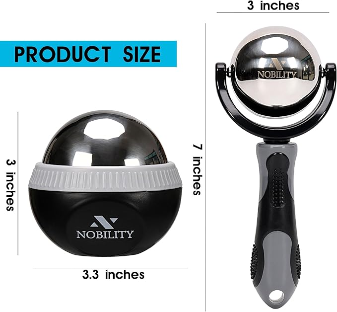 Nobility Massage Ball Roller– Ice Cold and Hot for Deep Tissue and Sore Muscle Relief of Stiffness and Stress, Body, Neck, Back, Foot, Plantar (Grey)