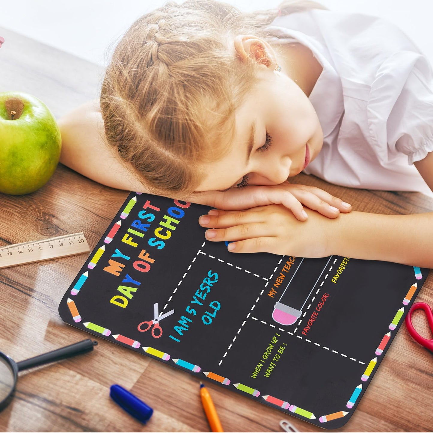Fulmoon 30 Pieces 12" x 9" Frameless Black Chalkboard DIY First Day Last Day of School Double Sided Sign Mini Chalkboard for Kids Student Preschool Kindergarten