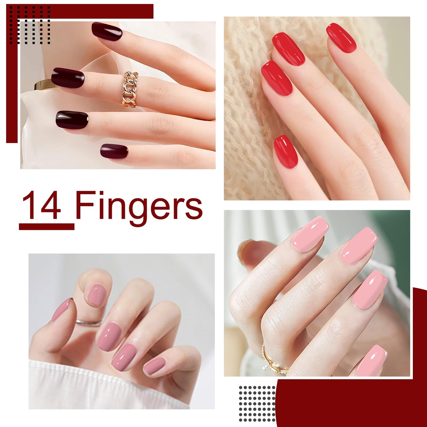 SILPECWEE 560 Pieces 40 Sheets Nail Polish Strips, Red Nail Stickers Full Nail Wraps for Women, Self Adhesive Gel Strips Manicure Design, Fingernail Sticker Nails with File