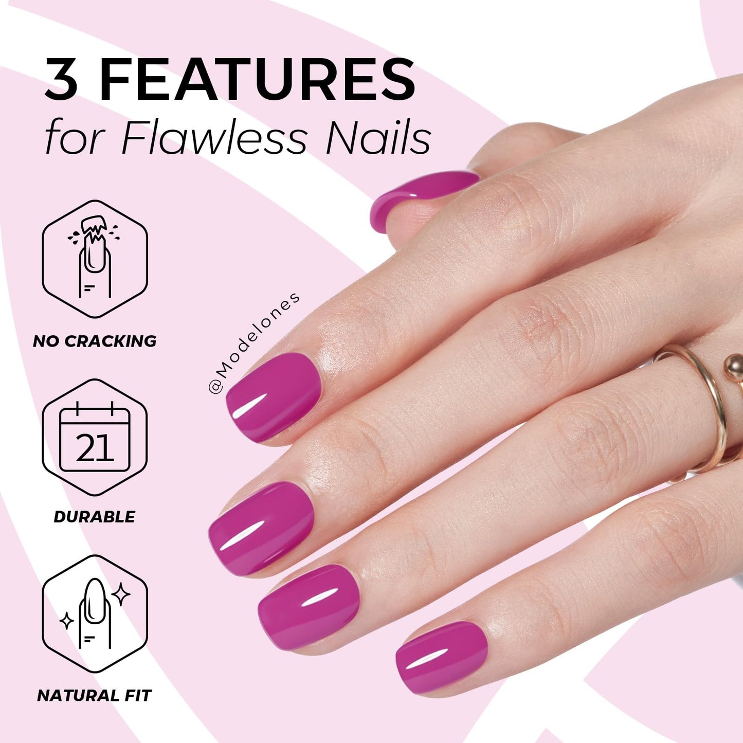 Modelones Extra Short Press on Nails, Plum Squoval Fake Nails, Reusable Nail Kit with Nail Glue Adhesive Tabs Mini Nail File, Nails Press Ons 32Pcs 16 Sizes, Spring Women Girl Gift