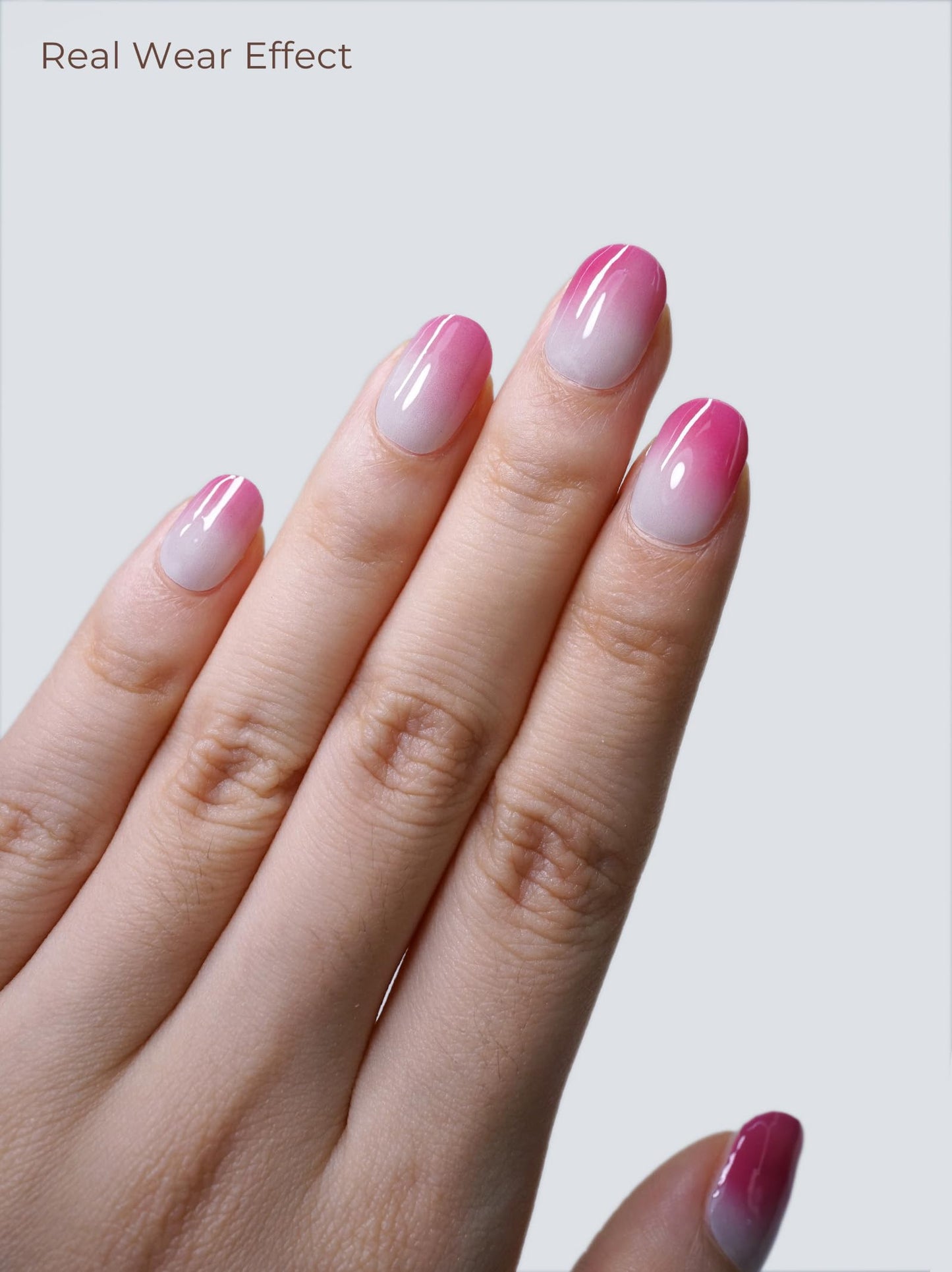 Beaolata Real Gel Nail Strips (No UV Light Needed) - 44Pcs Salon Quality Nail Stickers - Long Lasting Polish Wraps for Women, Easy Apply & Remove (Sunkissed Peach Pink)