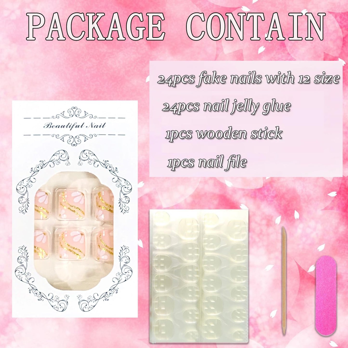 FIEONCIY Press on Toenails with Designs Acrylic Fake Nails for Toe Artificial False Nails with Charms Glue on Toe Nails for Spring Summer Stick on Toenails for Women Girls(JY179)
