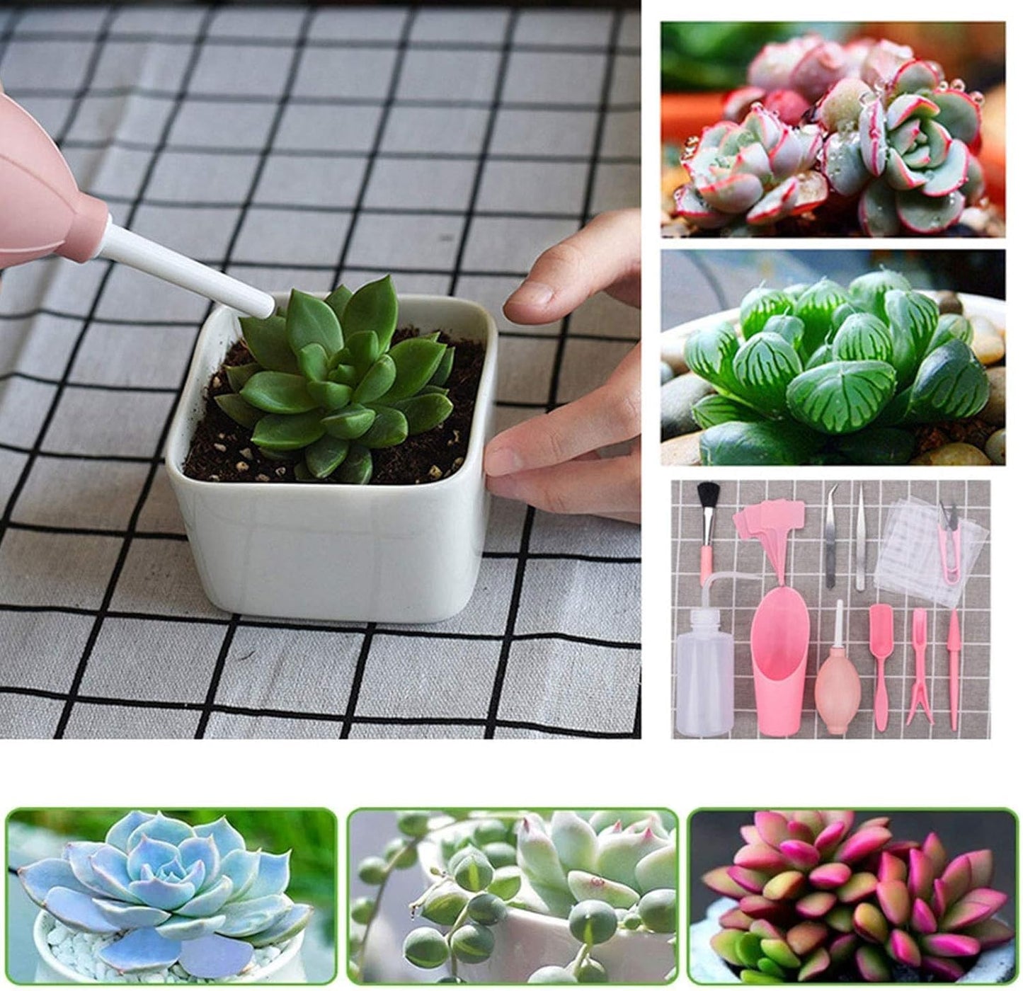 sanbeitang 16 Pcs Mini Garden Hand Transplanting Succulent Tools Set, Miniature Planting Tool Kit, Small Gardening Tool for Indoor Succulent Bonsai, Potting, Cactus