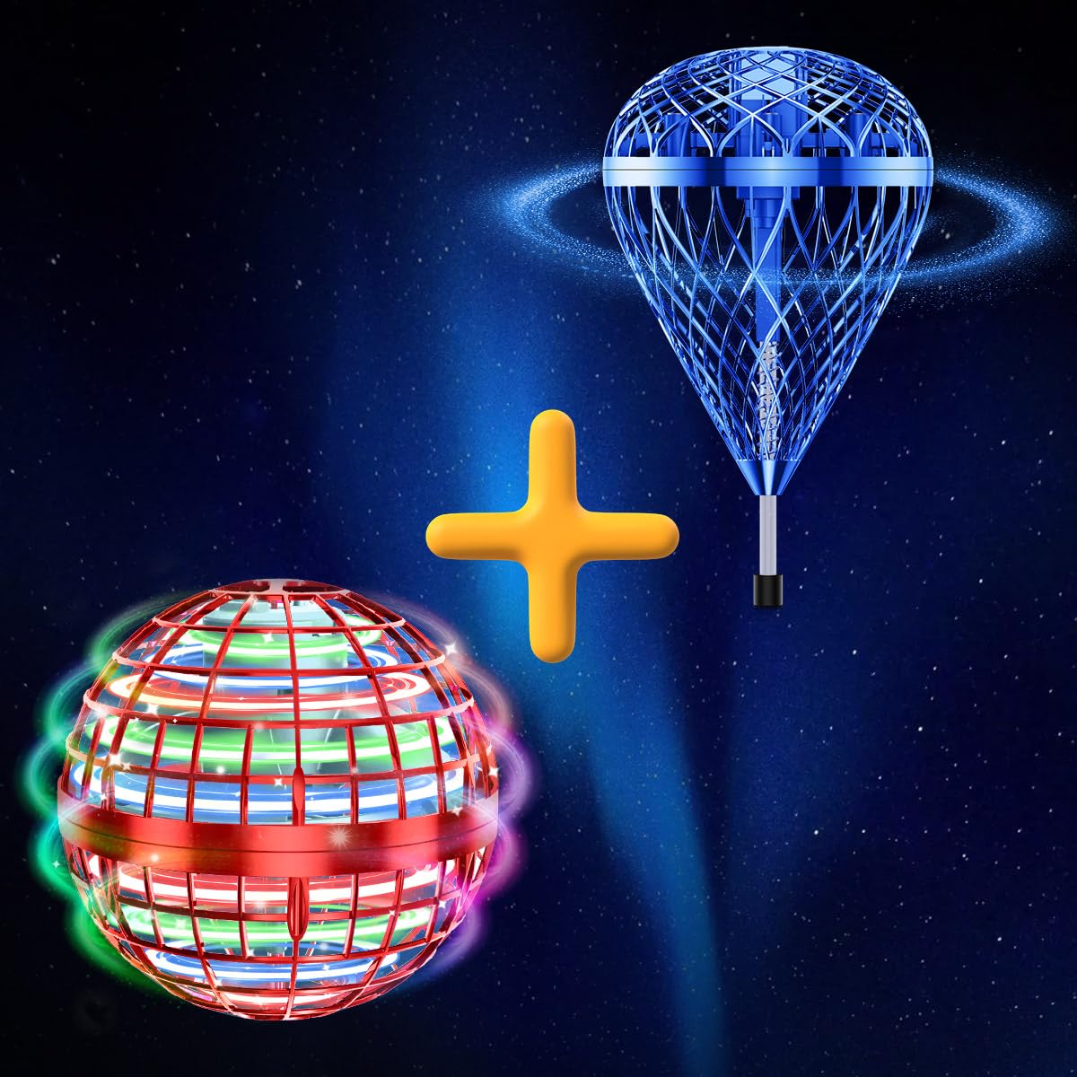 Tikduck 1 Pack Red Flying Orb Ball, 1 Pack Blue Flying Bouncing Ball Toy, 2025 Cool Stuff Christmas Birthday Toy Gift, for Kids Age 6 7 8 9 10