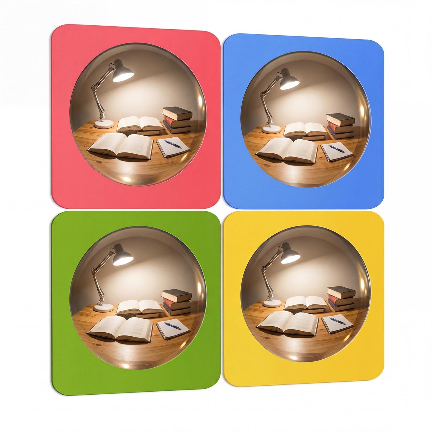Geiserailie 4 Pcs Sensory Wall Mirror Acrylic Bubble Mirror Toys for Calming Corner Items - Sensory Room Have Visual, Tactile Stimulation (6 x 6 Inch,Pink,Yellow,Green,Blue)