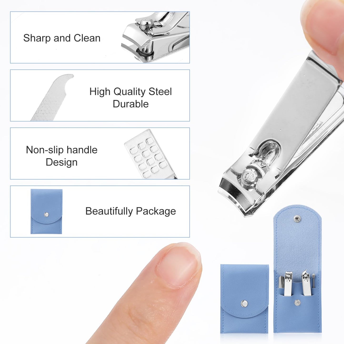 PercyEffie 20Sets Manicure Set bulk nail clipper kit Stainless Steel manicure kits bulk fingernail clipper sets 4in1for gift sets beauty Pedicure Kit Pedicure Tools with Travel Case Men Women