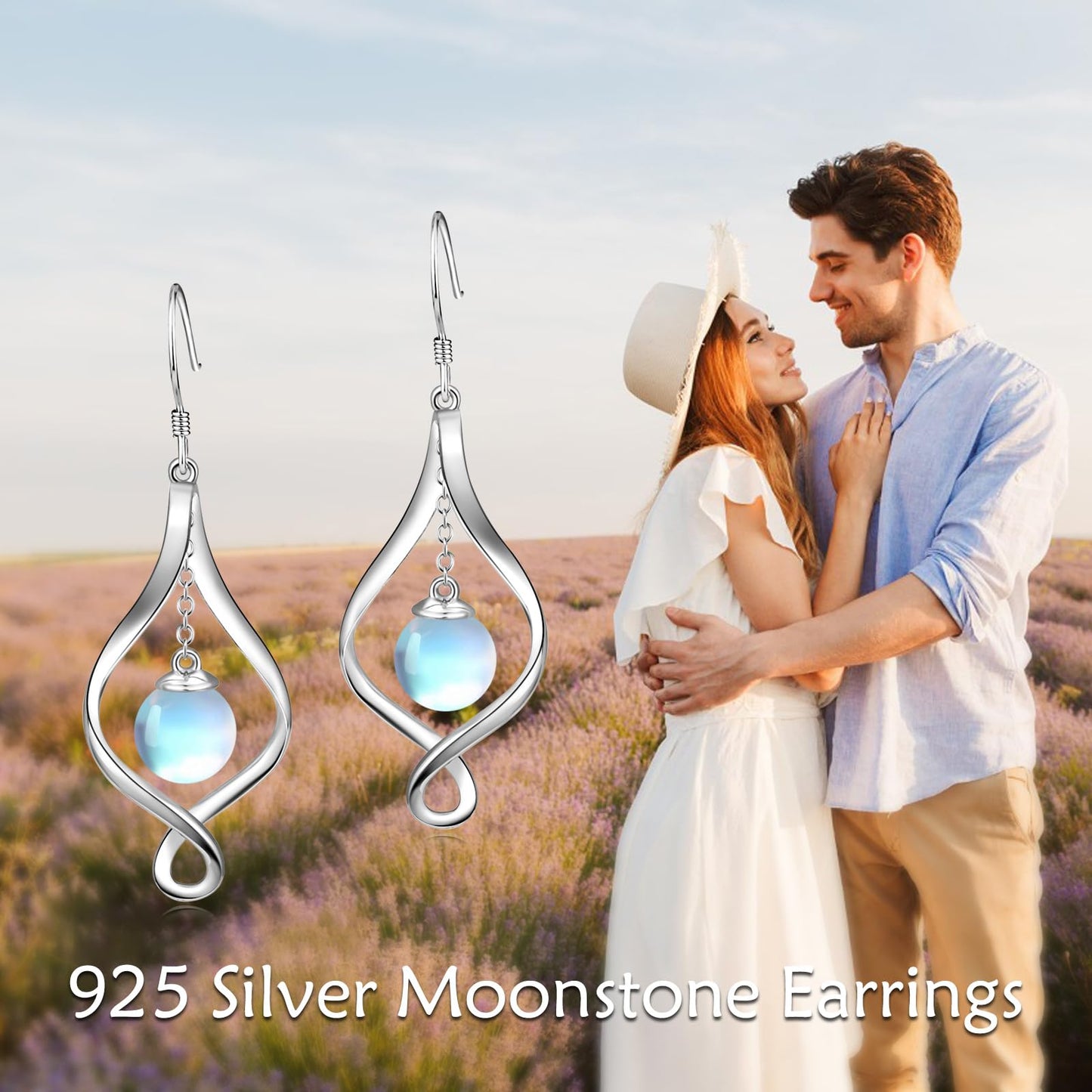 Moonstone Earrings Sterling Silver Moonstone Ball Dangle Earrings Dangling Jewelry Gifts for Women