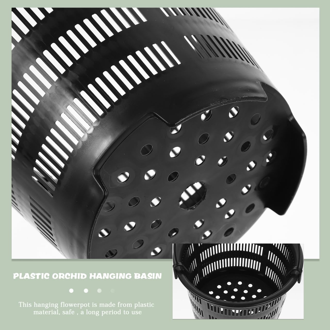 DOITOOL 5 Sets Hanging Flower Pots Plastic Planters with Hooks for Indoor Outdoor Balcony Garden Decor 6.29X6.29X17.71 Inch Black Hanging Planters for Orchid and Succulent Plants