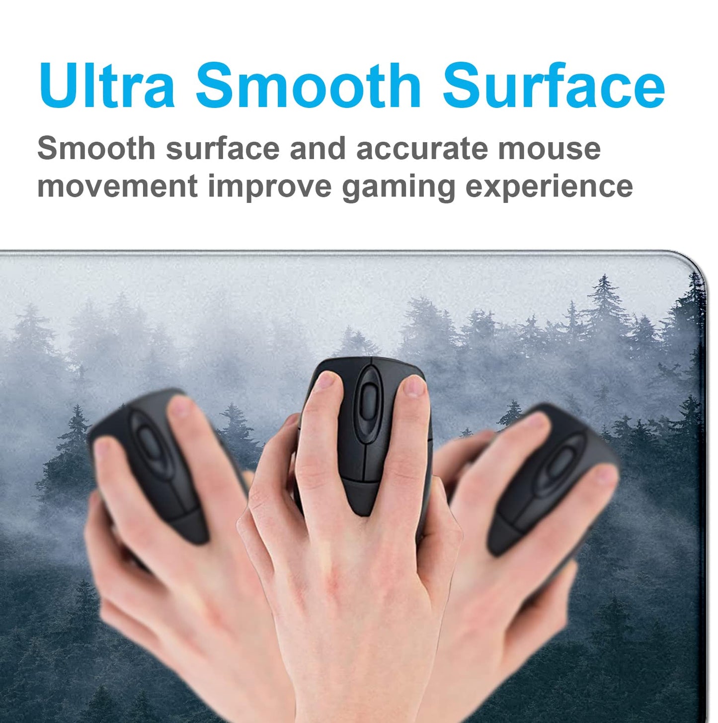 Large Extended Gaming Mouse Pad with Stitched Edges, Non-Slip Waterproof Rubber Base Mouse Pad for Office, Computer, Keyboard, Laptop and Home Desk Pad 35.4 x 15.7 x 0.12 Inch (Grey Forest)