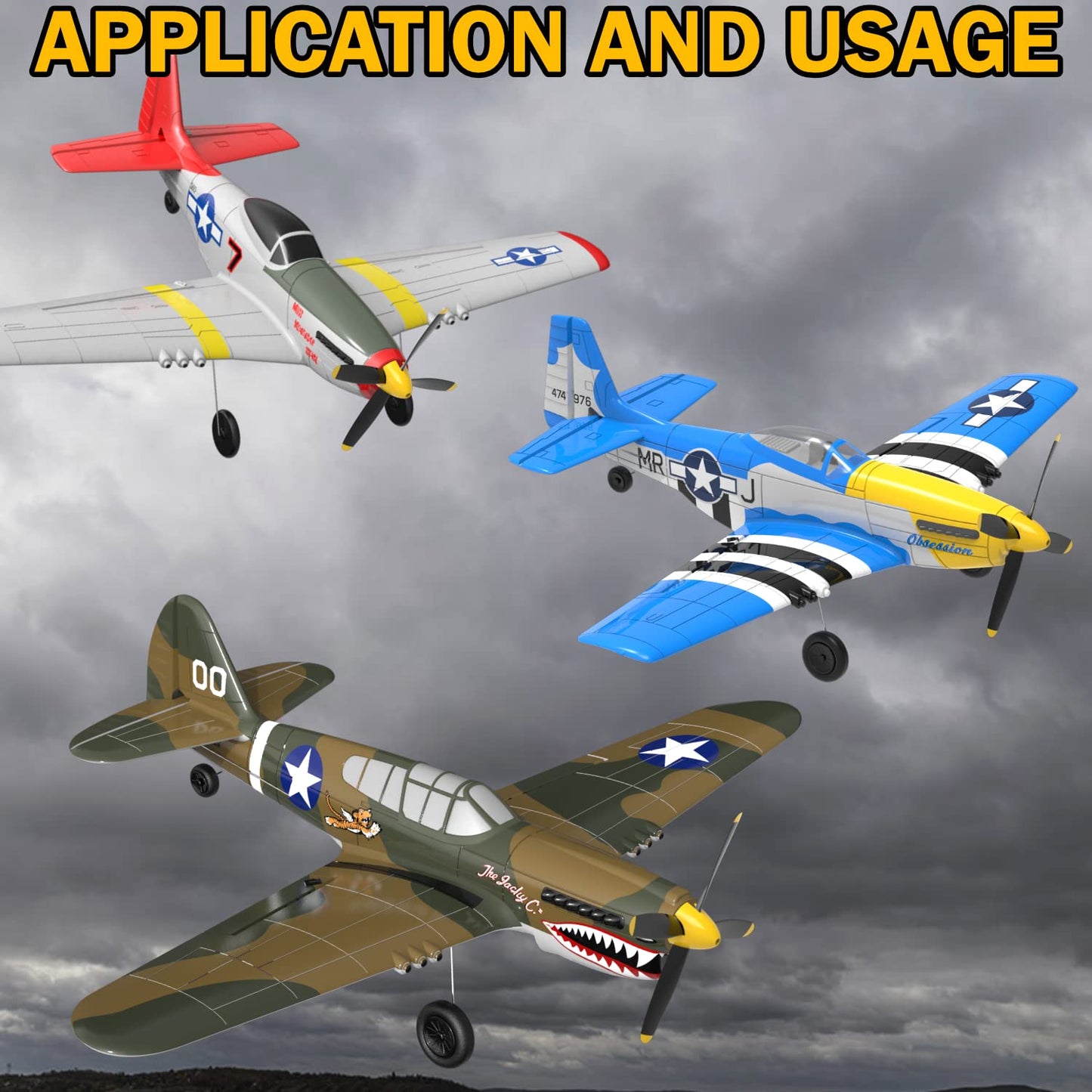 LEAMBE 3 Sets of 4-Blade Propeller Spare RC Plane Propellers Compatible with P51 Mustang & P40 Warhawk Remote Control Airplane Nose Cone