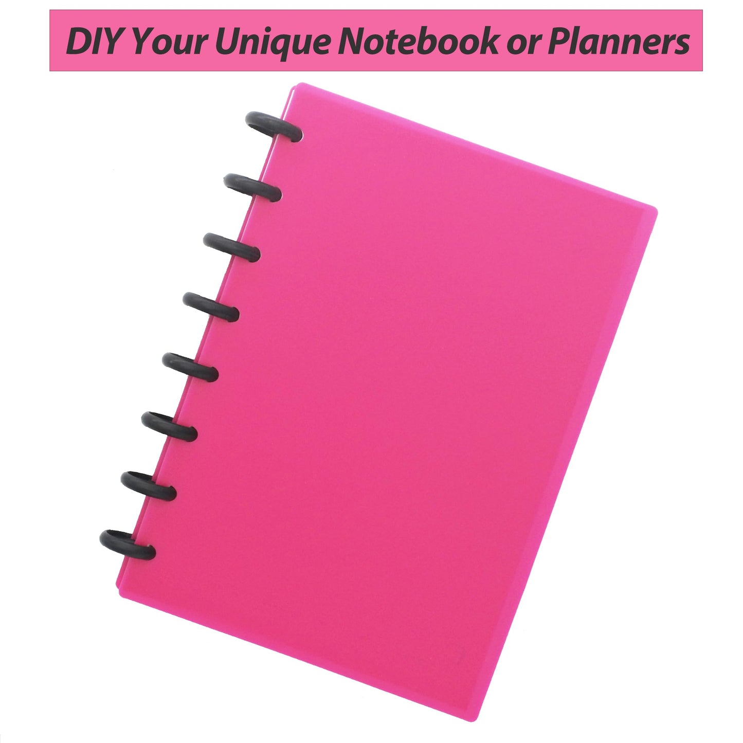 ITSYHPRO Discbound Notebook Covers,Discs DIY Planner Cover - Mini 7-Hole,Compatible with Levenger Circa Arc TUL and Happy Planner(Rose Pink,Mini,4Set)