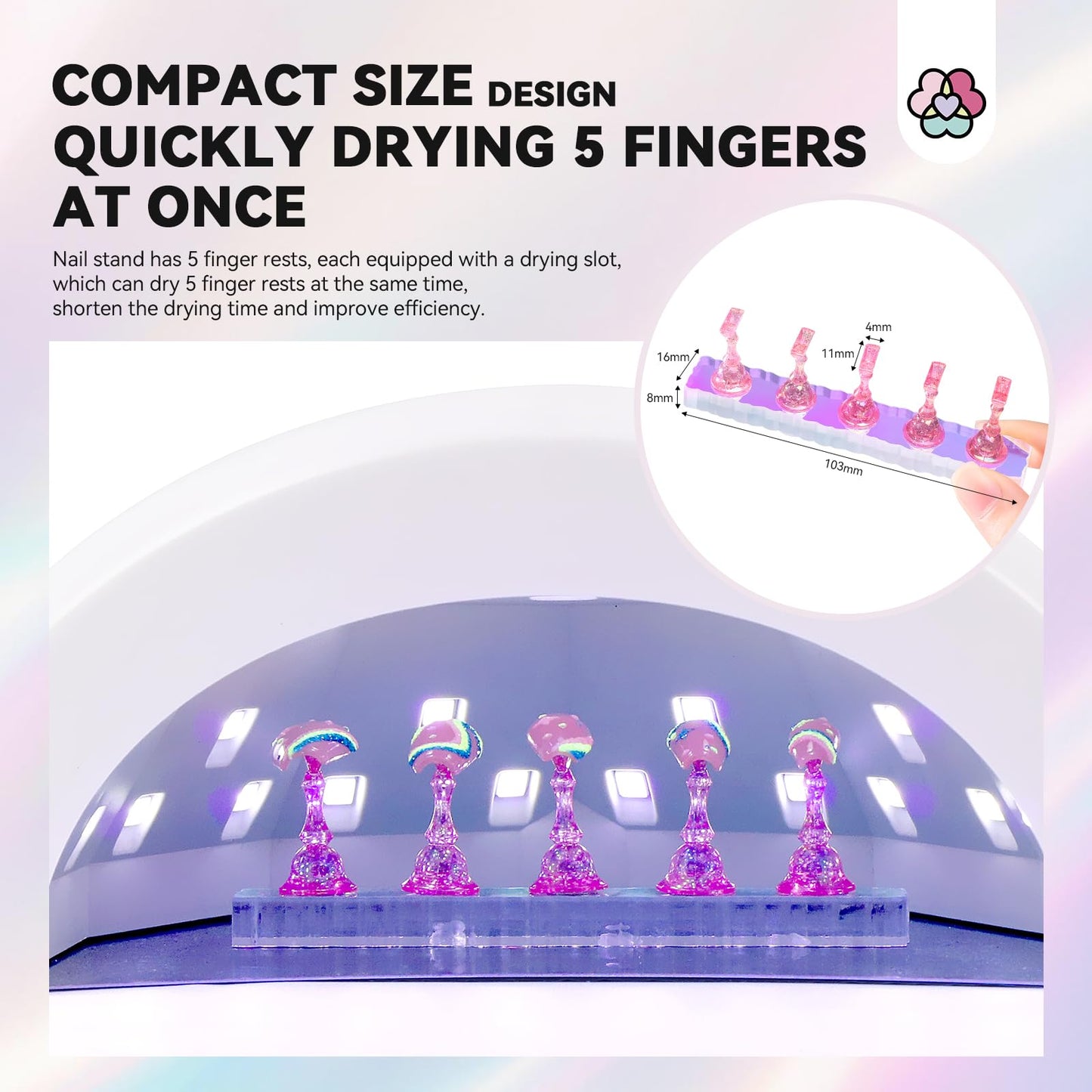 SAVILAND U V Nail Lamp Stand: Sturdy Only U V Light Stand for Gel Nails Polish 360° Adjustable Magnetic Nail Stand for Press On Nails Display Strong Magnet Fake Nail Holder