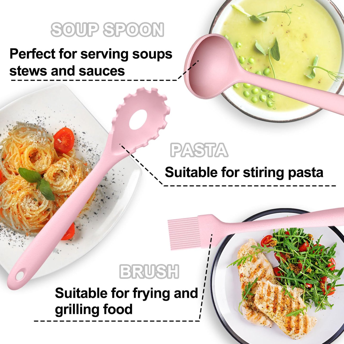 Umite Chef 22-Piece Silicone Cooking Utensils Set, Heat Resistant & Dishwasher Safe Kitchen Tools, Non-Scratch Spatula Set for Nonstick Cookware (Pink)