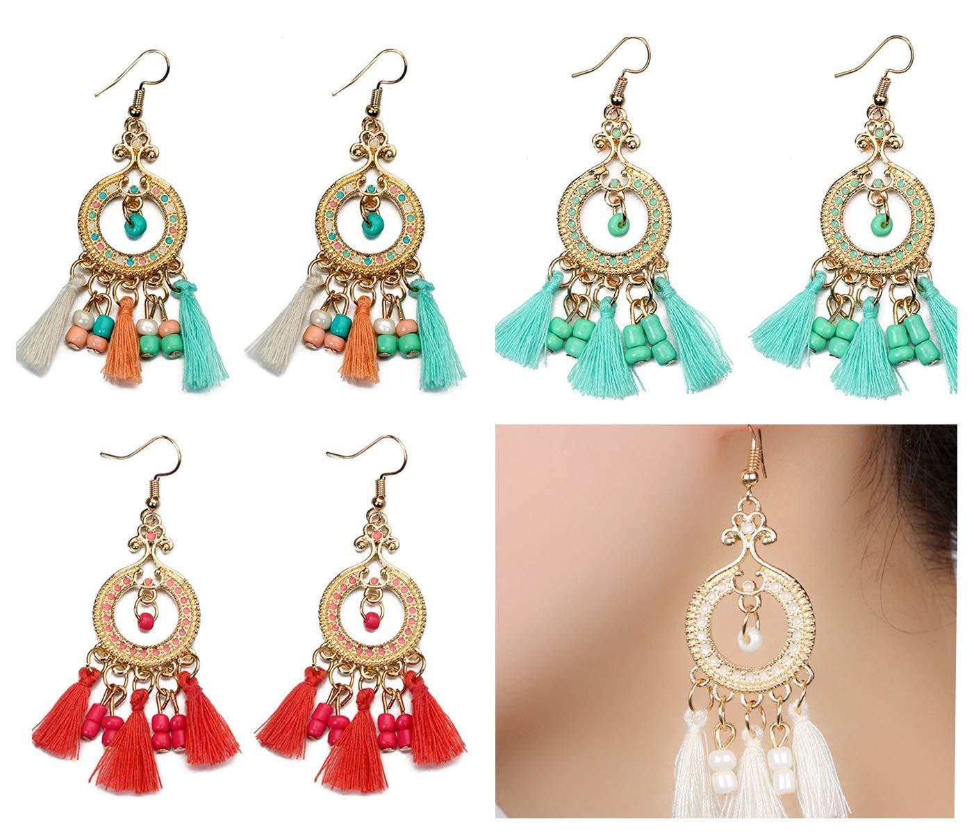 MSCFTFB 100 Pieces Mini Tassels Mala Tassel Kit with Jump Rings for Earring Necklace Jewelry Making Garland Keychain Charms Crafts Decorations(Beige)