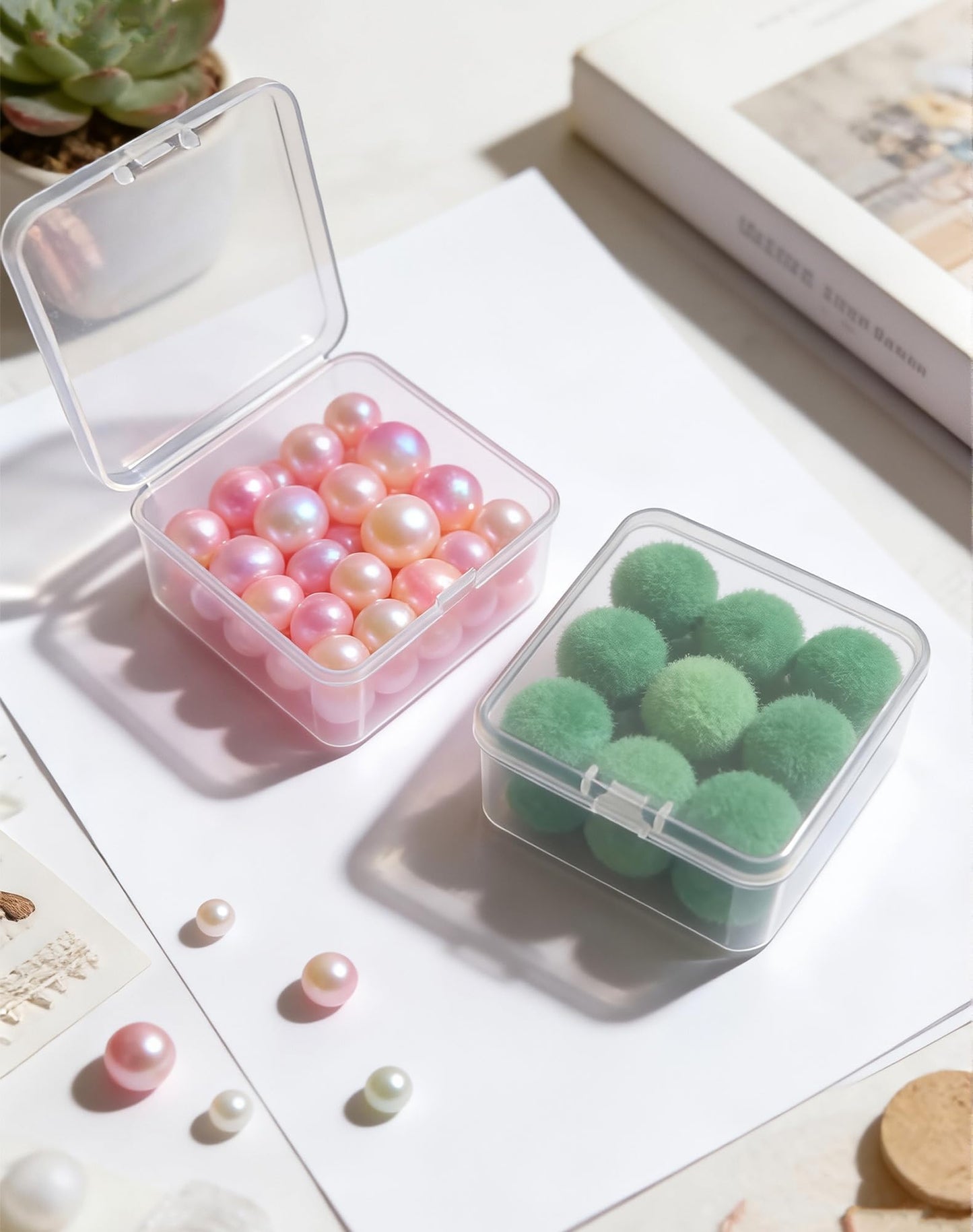 Forever bene 17 Pack Clear Plastic Storage Boxes with Lids, 3x3x1.4 Inches Square Organizer Containers for Small Parts, Crafts, Jewelry, SMT Components