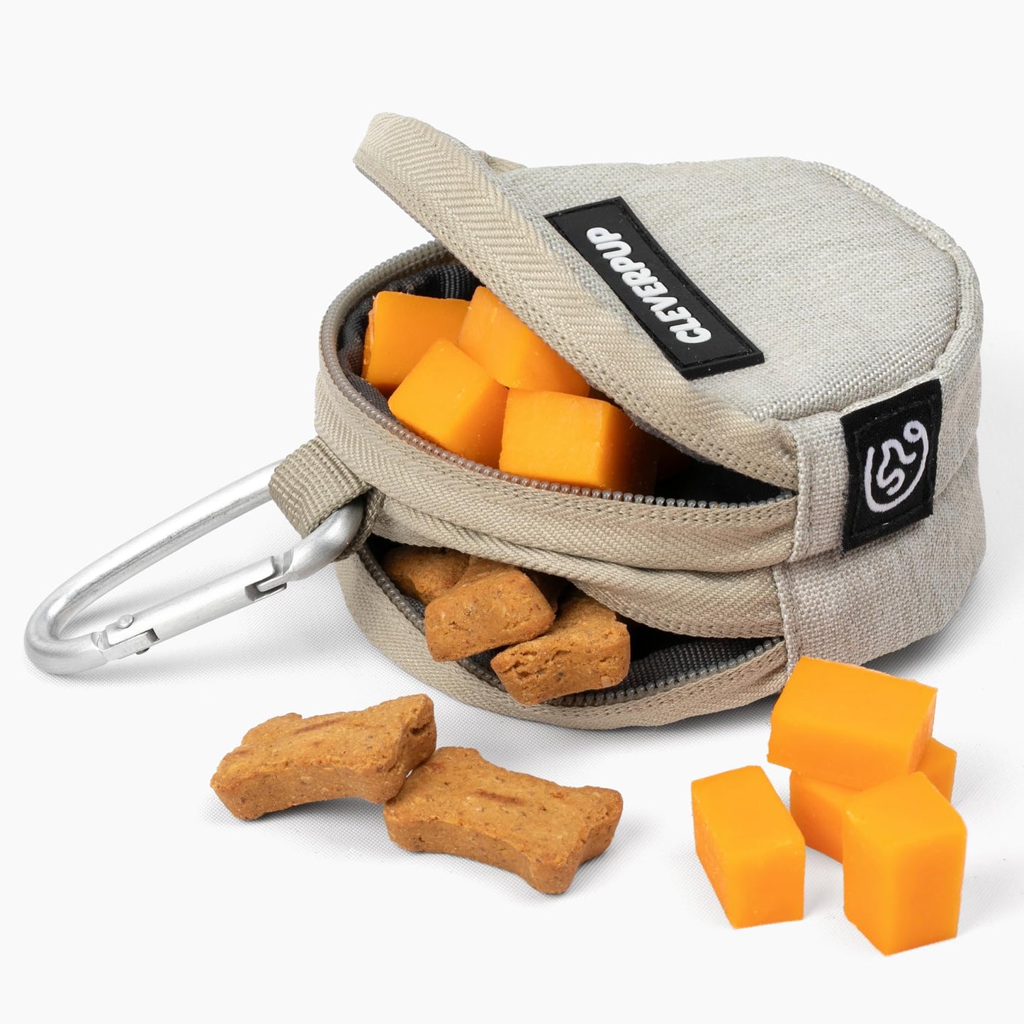 Cleverpup Dog Walk & Train Bundle - Hands Free Training Sling in Sand, Snackpack in Sand, & Small Nomad Bowl in Sand