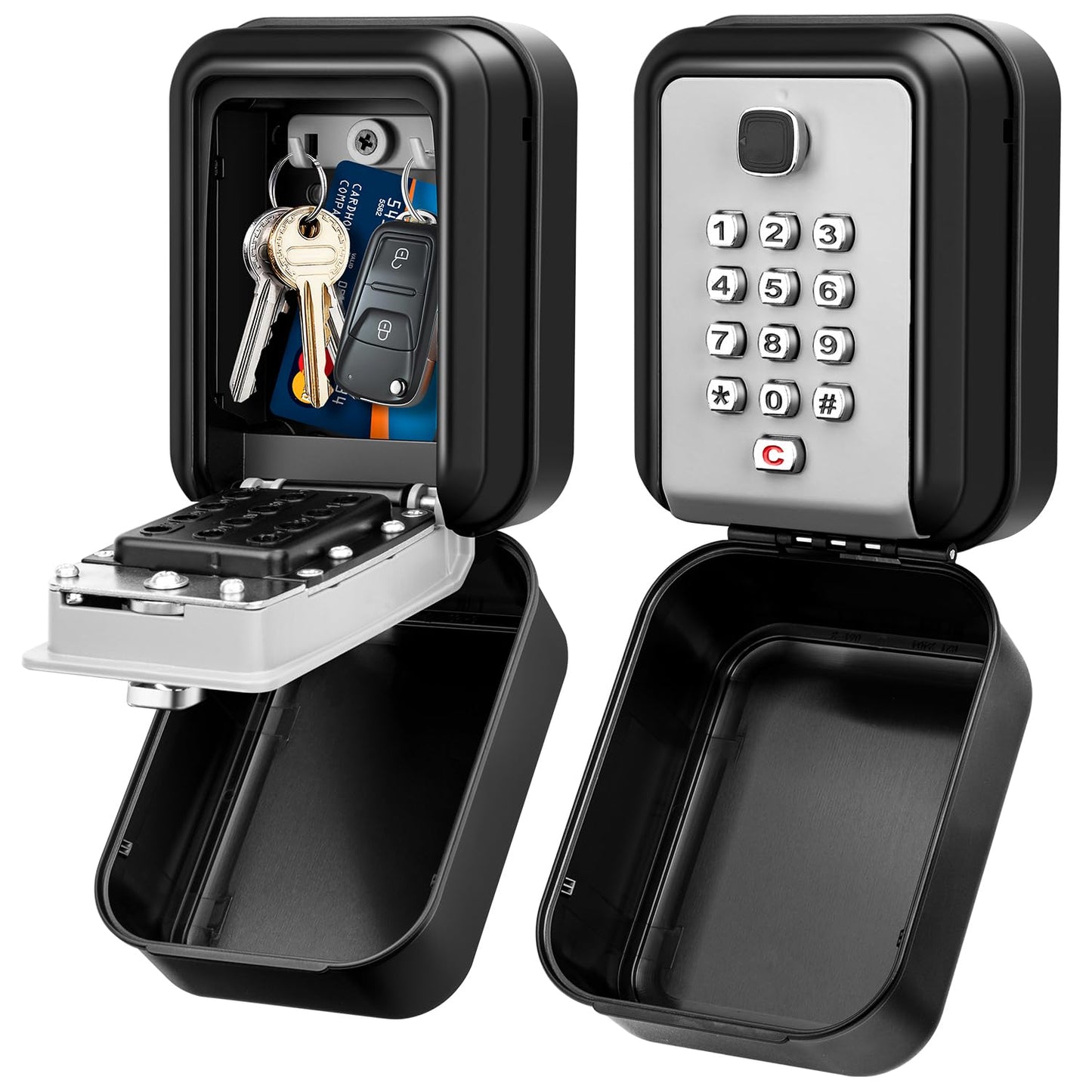 HUANLANG Lock Box for Keys with Code, Waterproof Key Boxs Wall Mount 12-Digit Keypad Locks Box for House Key, Realtors, Garage Spare Keys