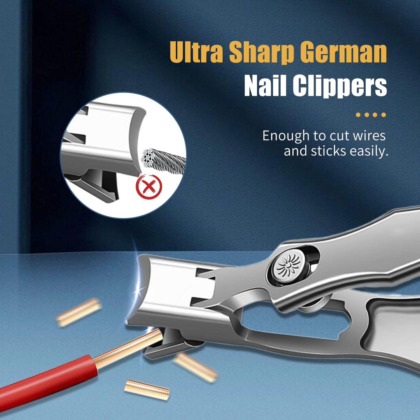 German Nail Clippers for Men, 2026 Upgraded Ultra Sharp Stainless Steel Nail Clippers for Thick Nails, Luxurious Ultra Sharp Nail Clippers Set with Nail File for Seniors Men Women (Black)