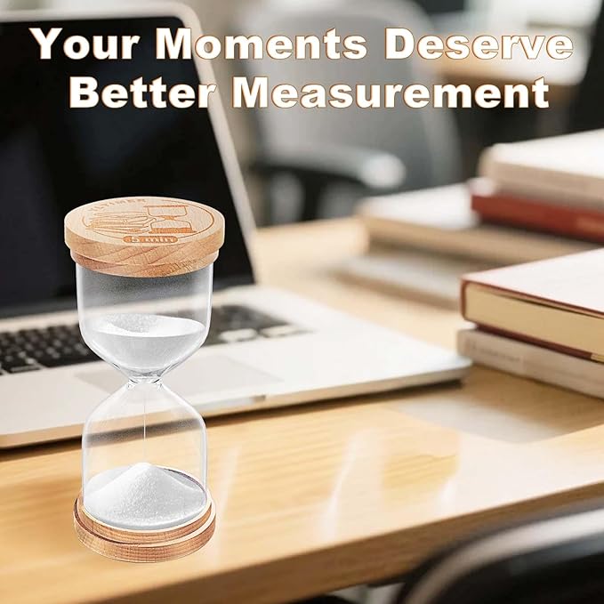 30 Minute Sand Timer Hourglass, Beech Wood White Sand Watch 30 Min,Mini Sand Clock, Reloj De Arena,Small Sandglass Hour Glass for Kitchen, Home Decorative (White)