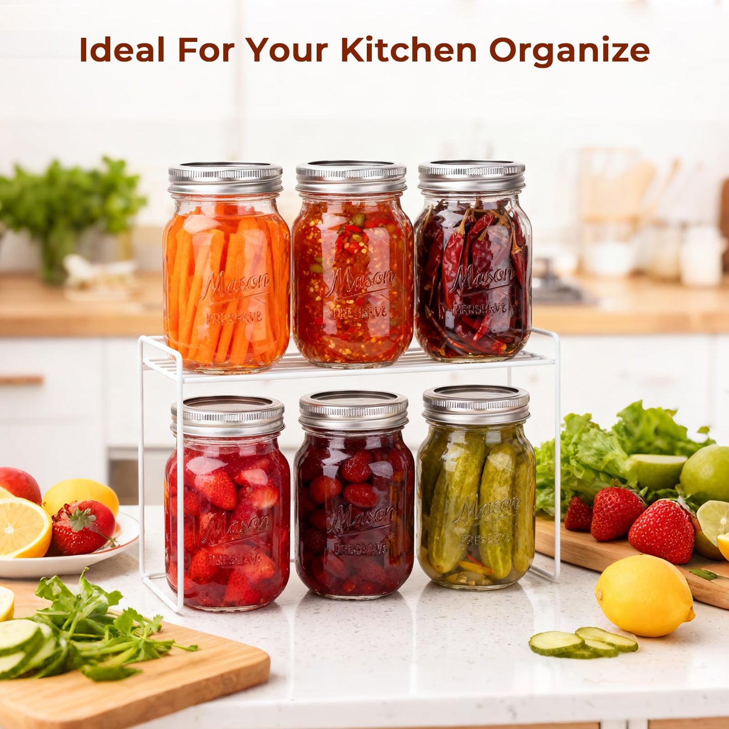 CycleMore 9 Pack 16 oz Mason Jars with Airtight Lids - Embossed Pint Glass Canning Jars for Pickling, Food Storage, Wedding Favors & DIY Crafts - Regular Mouth Design with Labels & Jute String