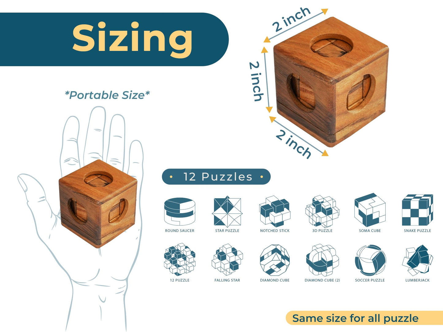 BSIRI Wooden Puzzle Box Set (12 Games) - Challenging Brain Teasers and 3D Puzzles for Adults, Interlocking Games Ideal for Patio Decor and Unique Gift for Chistmas