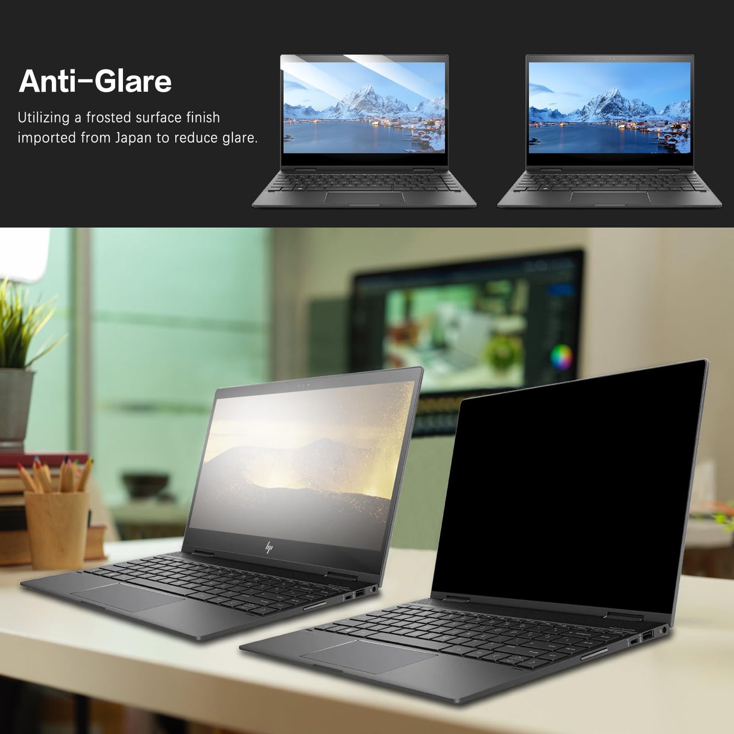 Laptop Privacy Screen 14 Inch 16:9 Aspect Ratio, Laptop Screen Privacy Shield Compatible With Lenovo Hp Dell Acer Asus Thinkpad Envy Xps, Removable Anti Glare Blue Light Computer Filter Protector