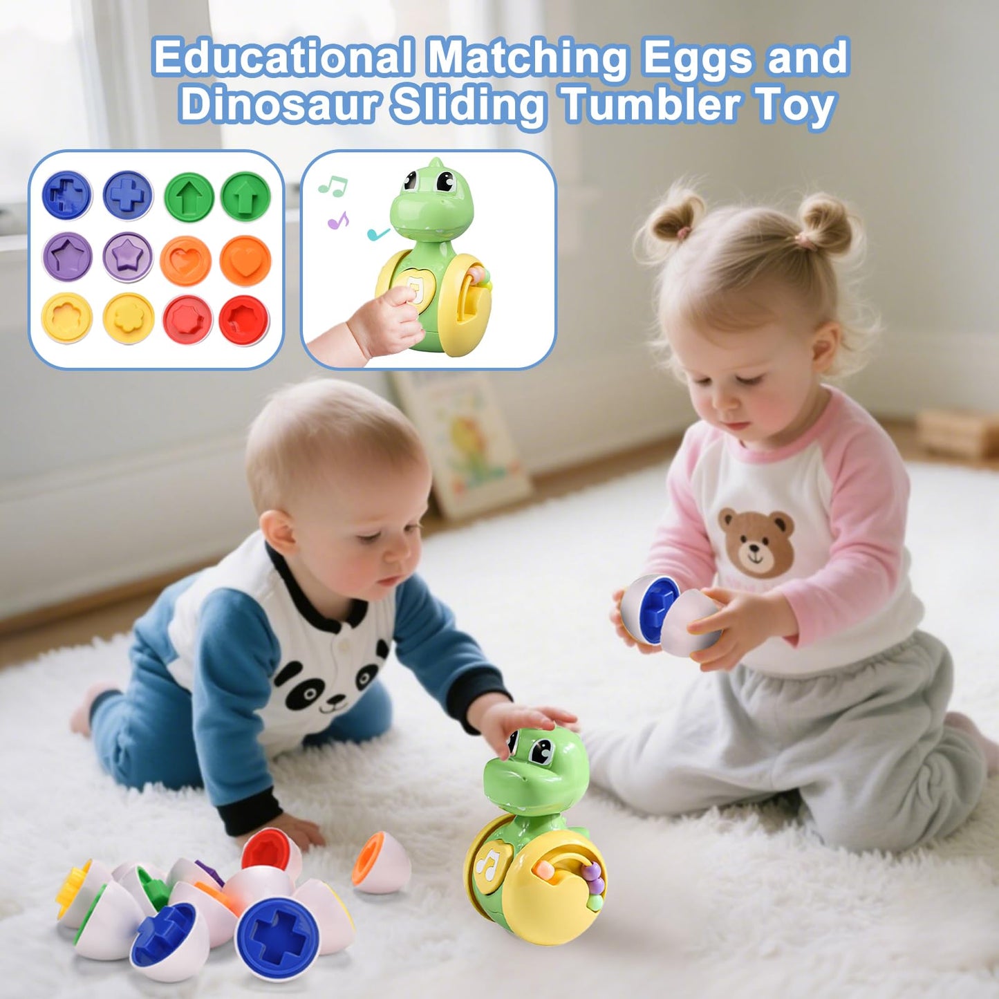 Montessori Baby Toys 6-9 12-18 Month,7-in-1 Sensory Infant Teething Toys for 6-12 Month,Stacking Blocks Cups Ring Matching Eggs Pull String Suction Cup Toy for Babies 6-12+ Months,1 Year old Baby Gift
