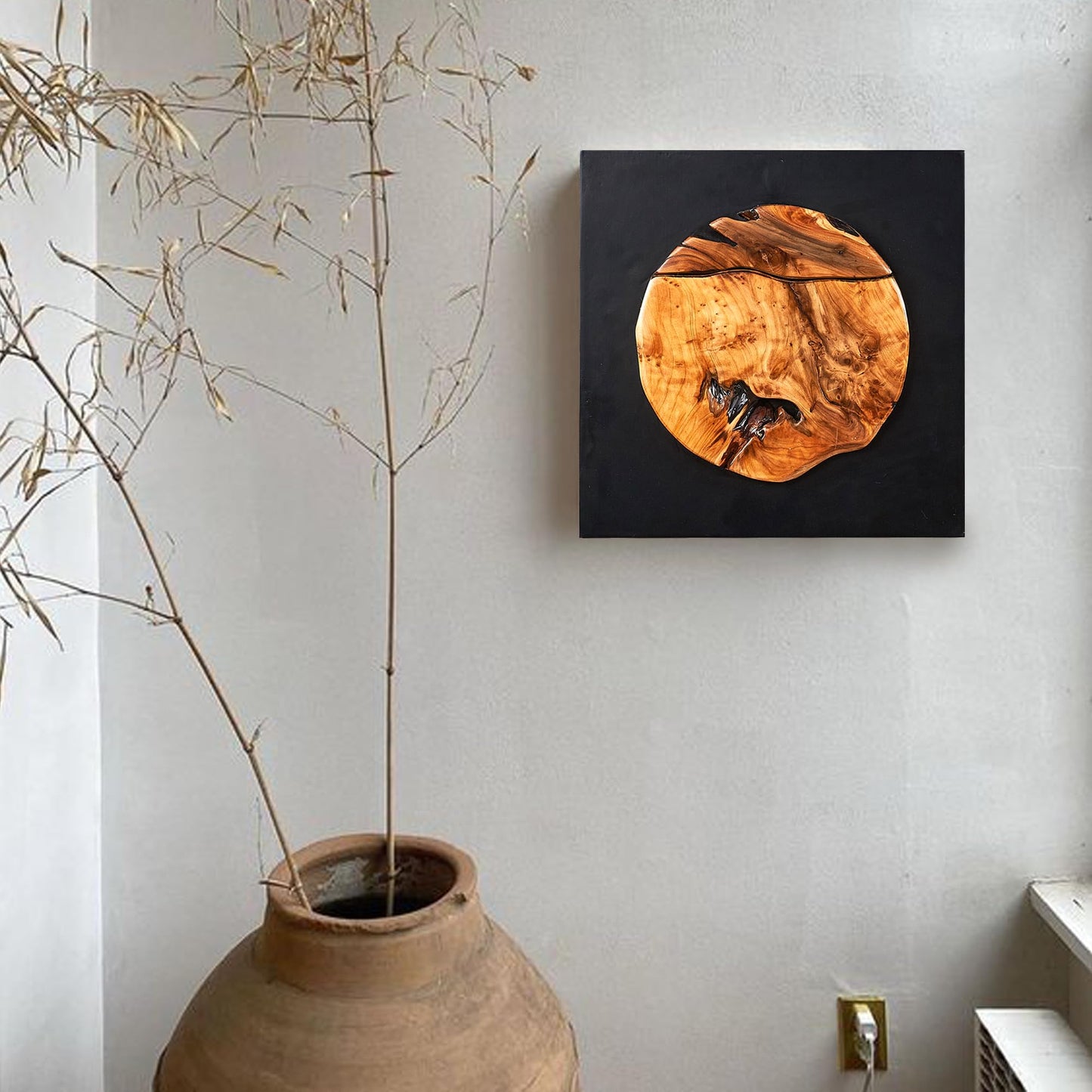 Greenage Cedar Roots Round Wall Decor 17"×17" Hanging Decoration for Home Living Room Bedroom Office
