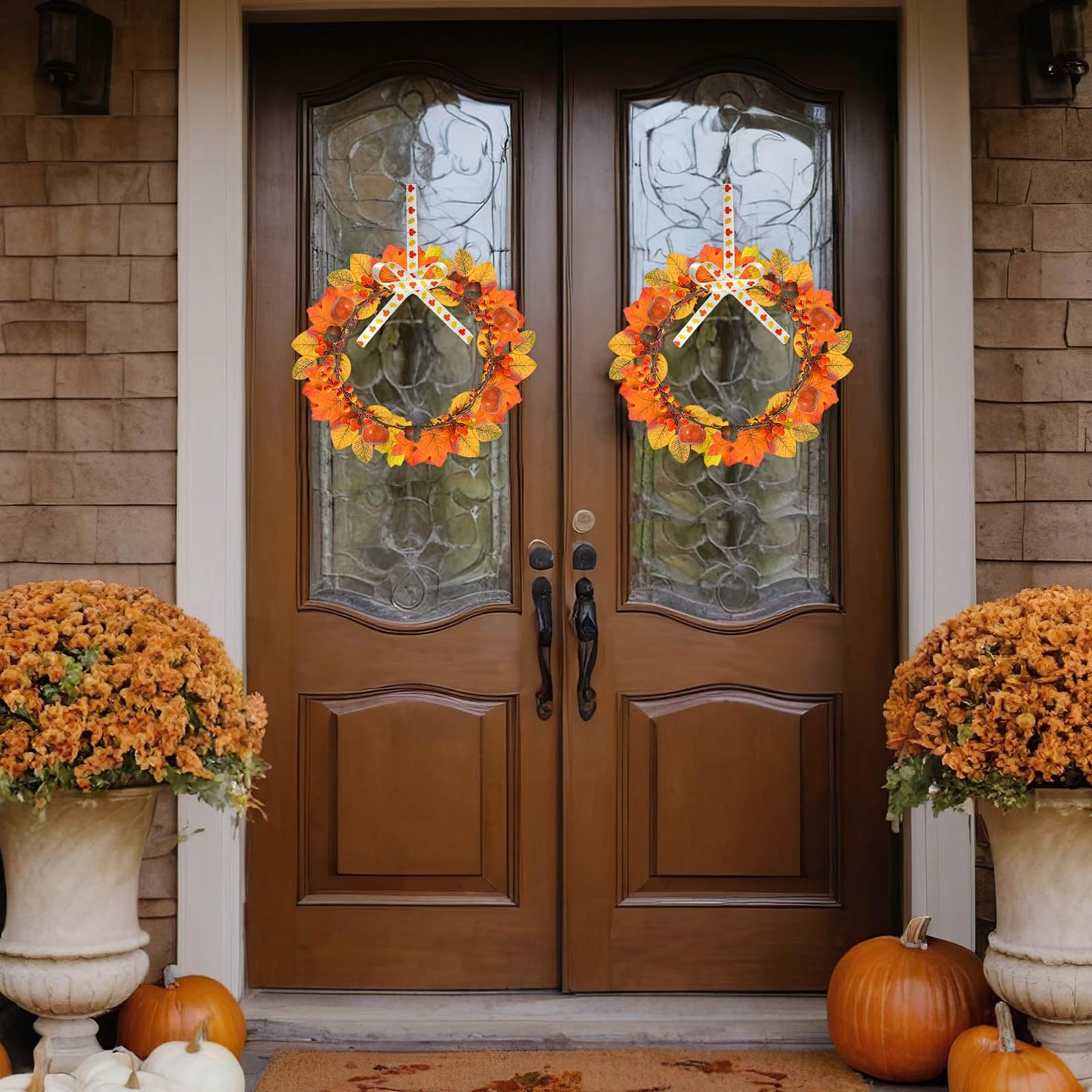 Cinrobiye 178 PCS Mini Fall Wreath Decorations Kits DIY Thanksgiving Maple Leaf Wreath for Front Door Autumn Candle Rings Wreaths Crafts for Garden Indoor Art Wall Hanging Wedding Table Home Decors
