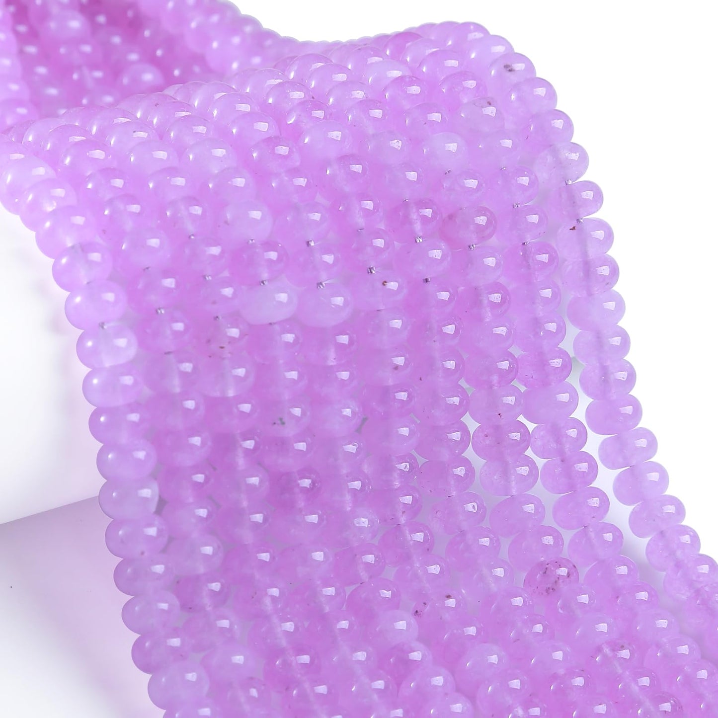 5x8mm 76pcs Lavender Amethyst Rondelle Spacer Loose Beads Abacus Disk Stone Round Loose Gemstone Beads for Jewelry Making DIY Bracelet Necklace