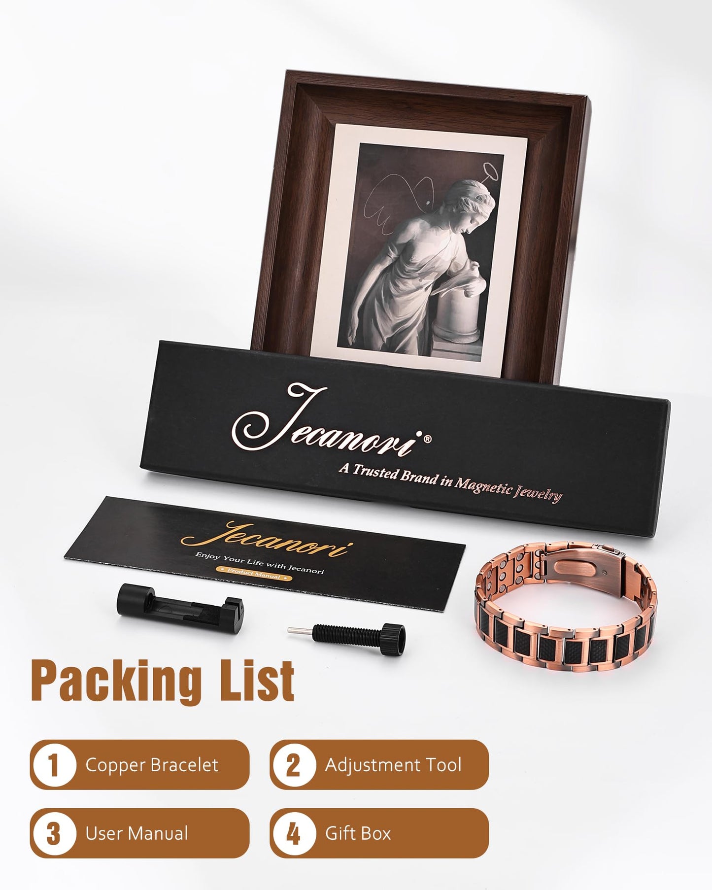 Jecanori Copper Magnetic Bracelet for Men, 3X Strength Pure Copper Bracelet for Men,Ideal Gift