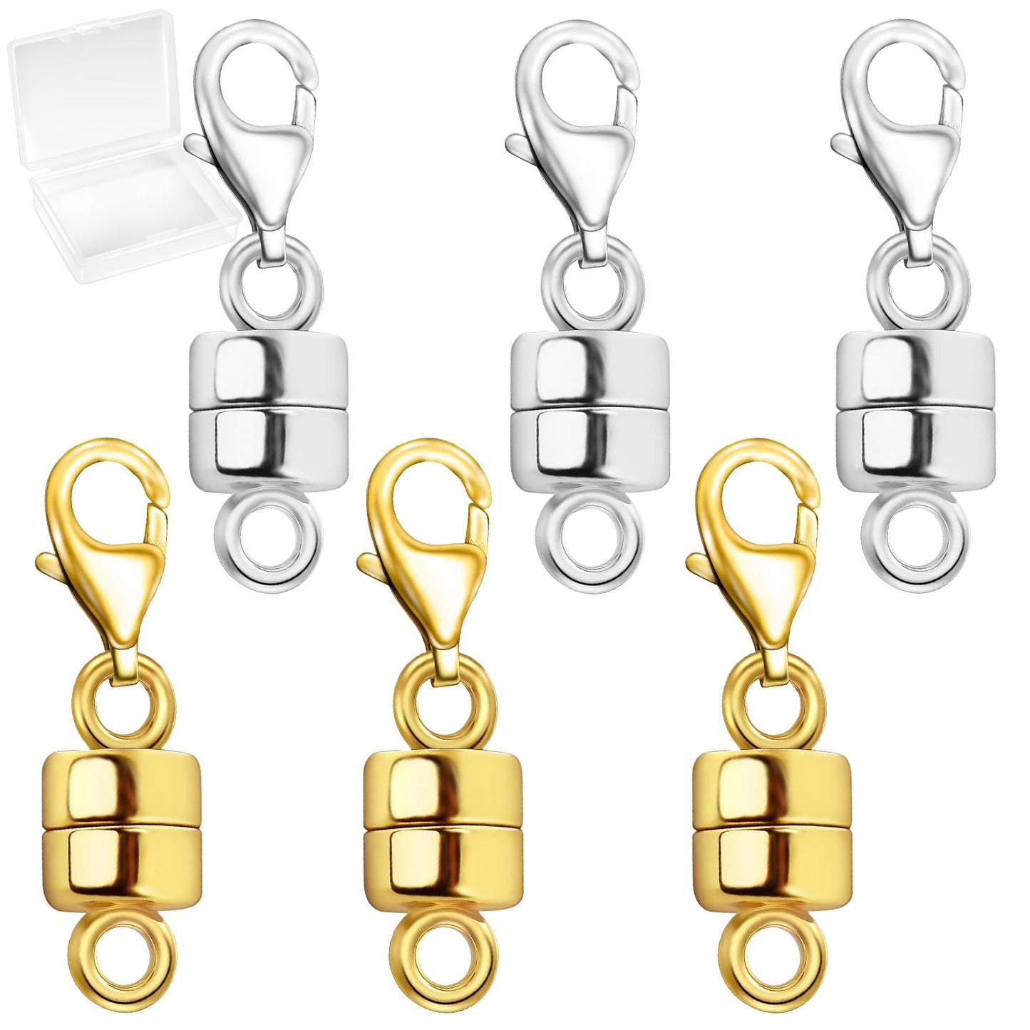 MKCYD Magnetic Necklace Clasp with Lobster Clasp,14K Gold and Silver Magnetic Jewelry Clasps for Necklace Extender Bracelet Closures