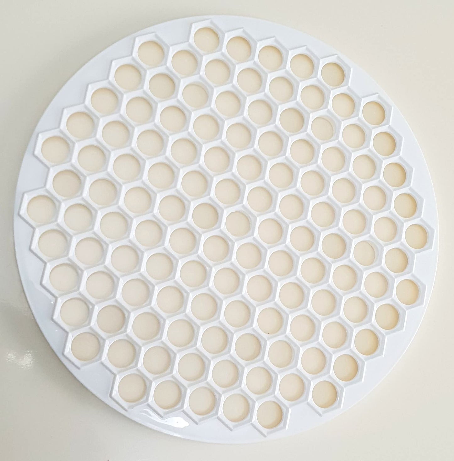 Pratic Circle Ravioli Mold - Small Holes, 121 Dough Rounds - 12.5" Dough Cutter, Manti Maker - White